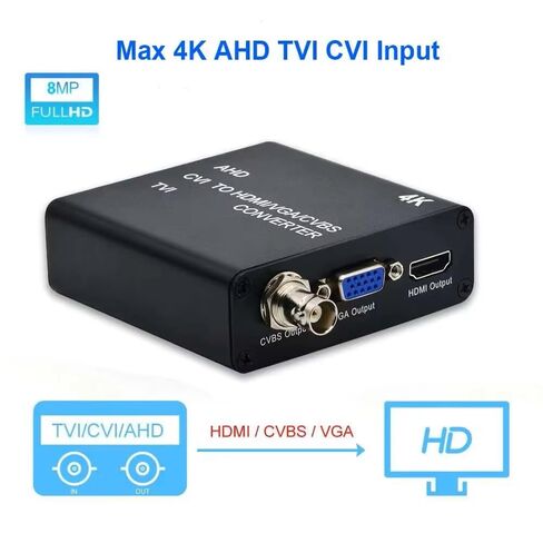 محول 4K TVI/AHD/CVI إلى HDMI/VGA/VCVBS يدعم الكاميرا حتى مدخل 4K(8MP)، حلقة BNC واحدة للشاشة أو DVR in Kuwait