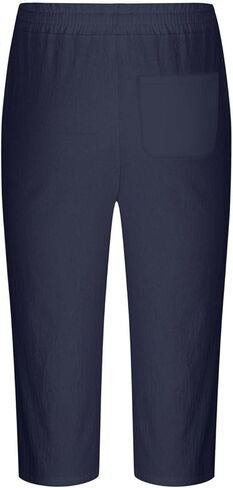 White Linen Pants Men Elastic Waist Drawstring Loose Fit 3/4 Length Summer Casual Breathable Capris in Saudi Arabia