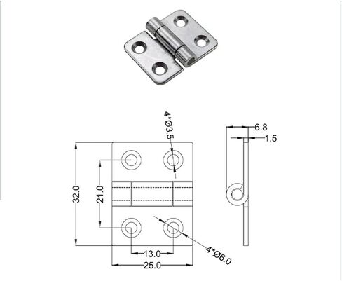 304 مفصلات تخميد من الفولاذ المقاوم للصدأ أبواب تحكم بلوحة المعدات الصناعية 1 قطعة (25X32mm-0.3N.m) in Kuwait
