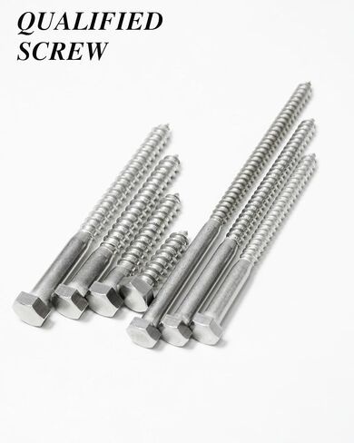 (1Box) 3/8" x 6" Hex Head Lag Screws Bolts with Flat Washers, 8Sets 304 Stainless Steel 18-8 Heavy Duty 3/8 Lag Bolts for Wood with Hex Socket in Saudi Arabia
