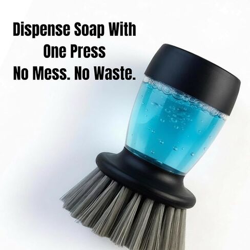 Soap Dispensing Dish Brush with Replaceable Heads – Leak-Proof Kitchen Scrub Brush for Dishes, Sinks & Pots – Ergonomic Non-Slip Handle in Saudi Arabia