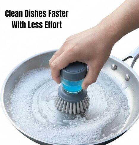 Soap Dispensing Dish Brush with Replaceable Heads – Leak-Proof Kitchen Scrub Brush for Dishes, Sinks & Pots – Ergonomic Non-Slip Handle in Saudi Arabia