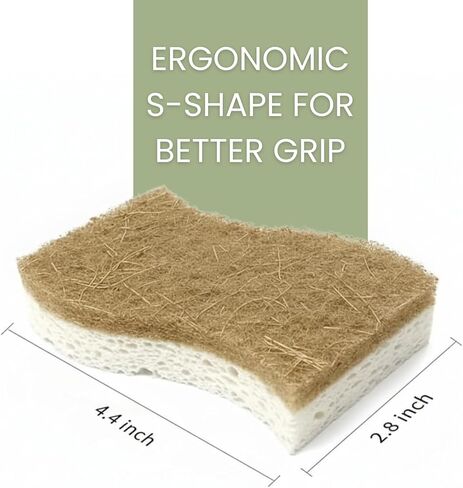 12 Pack Non-Scratch & Odor-Free Eco Sponges – Natural Biodegradable Cellulose & Coconut Fiber Kitchen Scrubbers – Compostable, Zero Waste Sponges for Dishwashing & Cleaning in Saudi Arabia