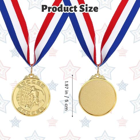 24 Pack Soccer Medals for Awards Soccer Party Favors Game Prizes for Adults Football Team Gifts 2 Inch Gold Medal for Sports Competition Celebration Supplies in Saudi Arabia