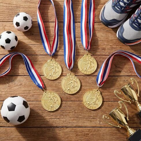 24 Pack Soccer Medals for Awards Soccer Party Favors Game Prizes for Adults Football Team Gifts 2 Inch Gold Medal for Sports Competition Celebration Supplies in Saudi Arabia