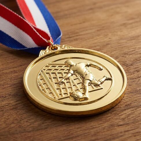 24 Pack Soccer Medals for Awards Soccer Party Favors Game Prizes for Adults Football Team Gifts 2 Inch Gold Medal for Sports Competition Celebration Supplies in Saudi Arabia