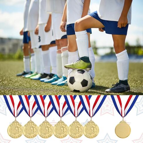 24 Pack Soccer Medals for Awards Soccer Party Favors Game Prizes for Adults Football Team Gifts 2 Inch Gold Medal for Sports Competition Celebration Supplies in Saudi Arabia