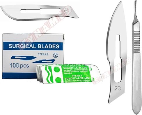 Scalpel Blade No 20 No 23 200 Pcs 100/100 Plus Handle No 4 Dermaplaning Dental Cynamed in Saudi Arabia