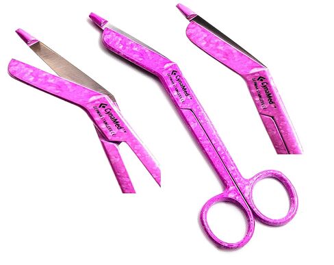 Cynamed Premium German Stainless- 1 EA Pink Dew Drops Pattern Color Lister Bandage Scissors 5.5" (14cm), Stainless Steel in Saudi Arabia