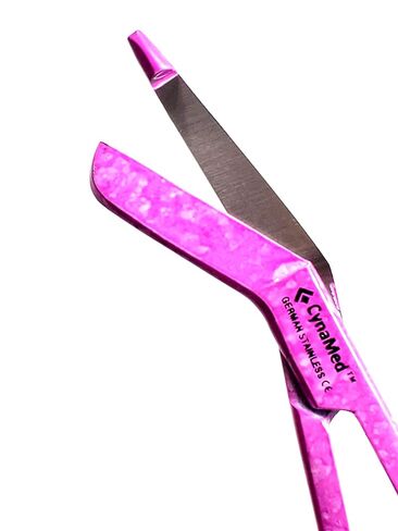 Cynamed Premium German Stainless- 1 EA Pink Dew Drops Pattern Color Lister Bandage Scissors 5.5" (14cm), Stainless Steel in Saudi Arabia