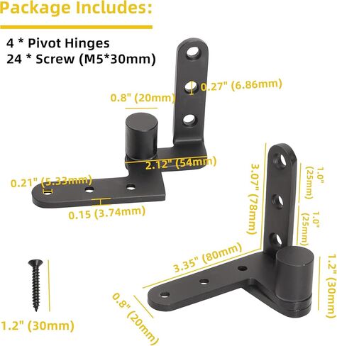 4 Pack Black Door Pivot Hinges Heavy Duty, 270 Degree Rotating Pivot Hinge, for Max 176lbs, for Wood Door, Cupboard/Swinging/Cafe/Saloon Door, Fence Gate Hinge, 201 Stainless Steel Pivot Hinge in Saudi Arabia