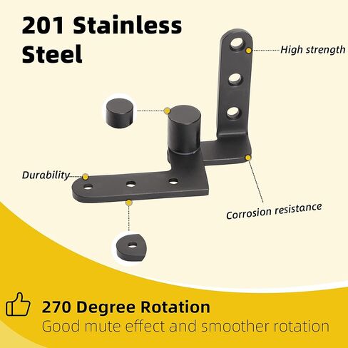 4 Pack Black Door Pivot Hinges Heavy Duty, 270 Degree Rotating Pivot Hinge, for Max 176lbs, for Wood Door, Cupboard/Swinging/Cafe/Saloon Door, Fence Gate Hinge, 201 Stainless Steel Pivot Hinge in Saudi Arabia