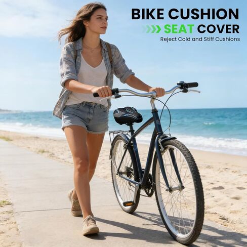 Gel Bike Seat Cushion Cover with Adjustable Velcro Straps, Universal Comfort Padded Seat for Men & Women, Fits Peloton, Indoor & Outdoor Bicycles (11"x7") in Saudi Arabia