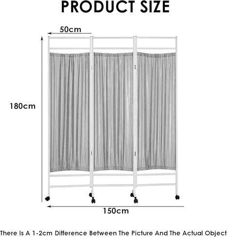 Foldable Mobile Privacy Screen,Hospital Steel Room Divider,Partition Privacy Separator Wall,for Emergency Room Hospital Beauty Salon Office(Color1,3-Panel) in Saudi Arabia