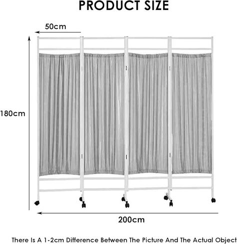 Foldable Mobile Privacy Screen,Hospital Steel Room Divider,Partition Privacy Separator Wall,for Emergency Room Hospital Beauty Salon Office(Color1,4-Panel) in Saudi Arabia