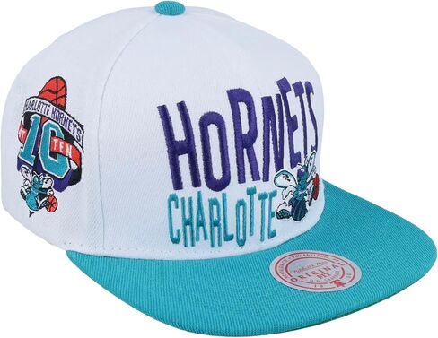 قبعة ميتشل آند نيس شارلوت هورنتس NBA Toss Up Snapback باللون الأبيض/الأزرق المخضر in Kuwait