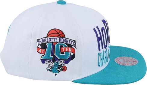 قبعة ميتشل آند نيس شارلوت هورنتس NBA Toss Up Snapback باللون الأبيض/الأزرق المخضر in Kuwait