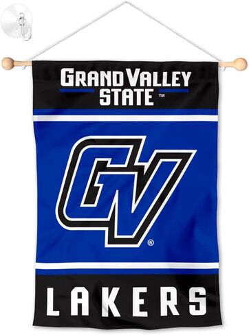 لافتة حائط على شكل نافذة Grand Valley State Lakers علم معلق مع كوب شفط in Saudi Arabia