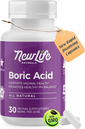 NewLife Naturals - Boric Acid Suppositories for Women pH Balance Pills - 600mg - Feminine Care - Vaginal Odor Itching Discharge BV | Made in USA | 30 Capsules in Saudi Arabia