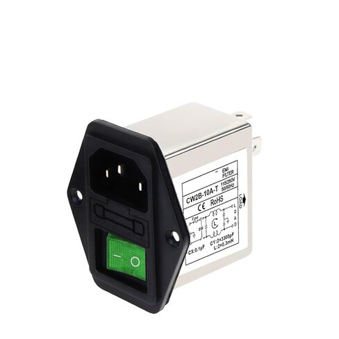 مرشح طاقة مقبس IEC CW1D/2A/2B/2C-3A 6A 10A-T تنقية مقبس مفتاح الصمامات الفردي والمزدوج (CW2B -10A -T مفتاح أحمر مصهر فردي) in Kuwait