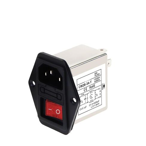 مرشح طاقة مقبس IEC CW1D/2A/2B/2C-3A 6A 10A-T تنقية مقبس مفتاح الصمامات الفردي والمزدوج (CW2B -10A -T مفتاح أحمر مصهر فردي) in Kuwait