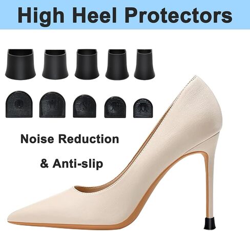 10 Pairs High Heel Protectors, 5 Sizes Heel Stoppers and Repair Cap, 20 Pcs Anti-slip Heel Covers for High Heels in Kuwait