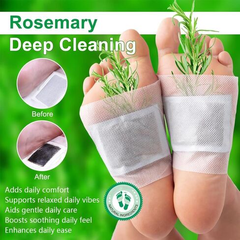 Rosemary Deep Cleansing Foot Patches - Good Night, Natural Adhesive Care Pads for Deep Cleansing, Relaxation, Tension Relief & Foot Health (20 Pcs) in Saudi Arabia