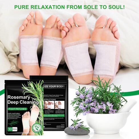 Rosemary Deep Cleansing Foot Patches - Good Night, Natural Adhesive Care Pads for Deep Cleansing, Relaxation, Tension Relief & Foot Health (20 Pcs) in Saudi Arabia