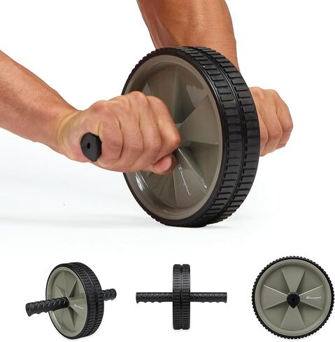 Champion Ab Roller Wheel (Grey/Black), Ab Wheel with Dual Non-Skid Wheels, Exercise Roller for Core Workout, Abs Workout Equipment for Home Gym Strength Training and Core Stability in Saudi Arabia