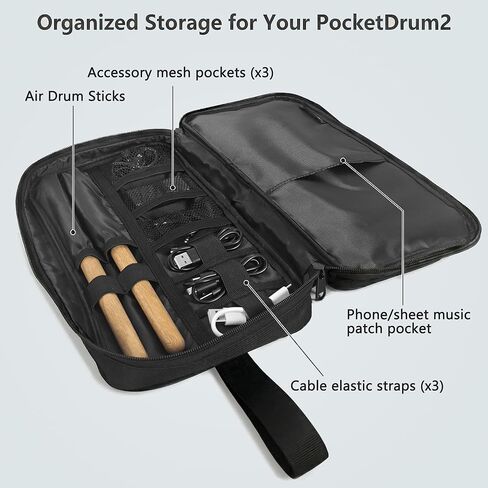 حقيبة ناعمة لمجموعة طبلة الهواء لـ PocketDrum 2، حقيبة تخزين للسفر باللون الأسود من أكسفورد مع حزام كتف (الحقيبة فقط) in Kuwait