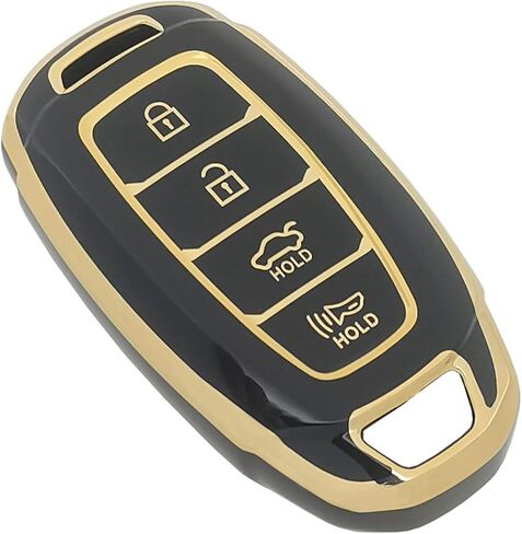 حافظة غطاء مفتاح Fob تناسب 2019 2020 2021 Hyundai Kona Santa Fe Elantra GT Veloster Accent Venue حامل جهاز التحكم عن بعد الذكي حامي الجلد ملحقات كم الدخول بدون مفتاح (أبيض) in Saudi Arabia