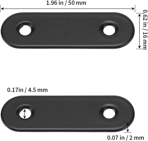 SHEUTSAN Straight Brace, 2 x 0.6 Inch, 100 Pieces, Black, Stainless Steel Flat Bracket with Screws for Furniture, Bed Frame in Saudi Arabia
