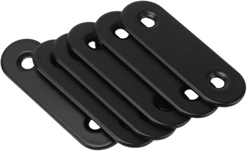 SHEUTSAN Straight Brace, 2 x 0.6 Inch, 100 Pieces, Black, Stainless Steel Flat Bracket with Screws for Furniture, Bed Frame in Saudi Arabia