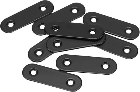 SHEUTSAN Straight Brace, 2 x 0.6 Inch, 100 Pieces, Black, Stainless Steel Flat Bracket with Screws for Furniture, Bed Frame in Saudi Arabia