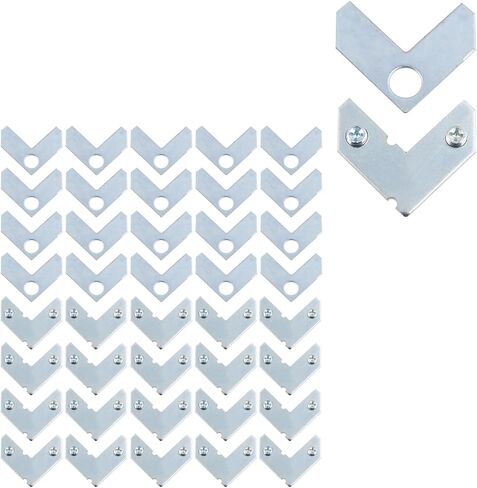 Geesatis 30PCS L-Shaped Corner Brace Plate, 35 x 13 mm Metal Picture Frame Bracket, Silver Tone Flat Plate Fastener for Shelves, Cabinets, Photo Frames, DIY Furniture – Includes Screws & Gaskets in Saudi Arabia