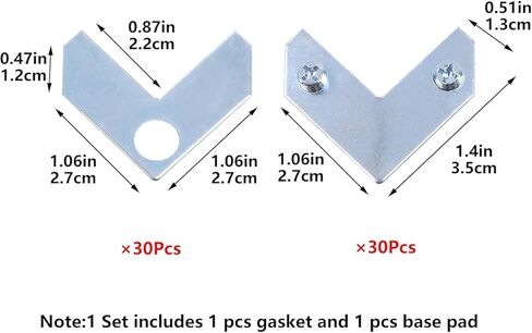 Geesatis 30PCS L-Shaped Corner Brace Plate, 35 x 13 mm Metal Picture Frame Bracket, Silver Tone Flat Plate Fastener for Shelves, Cabinets, Photo Frames, DIY Furniture – Includes Screws & Gaskets in Saudi Arabia