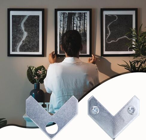 Geesatis 30PCS L-Shaped Corner Brace Plate, 35 x 13 mm Metal Picture Frame Bracket, Silver Tone Flat Plate Fastener for Shelves, Cabinets, Photo Frames, DIY Furniture – Includes Screws & Gaskets in Saudi Arabia