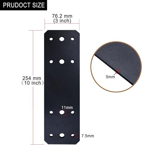 10" X 3" Straight Steel Flat Plate (4 pcs) with Powder Coating as Mending Plate, Joining Brackets, Connecting Brackets, I Strap. Metal Plate with Holes, Straight Flat Plate for Truss Framing. in Saudi Arabia