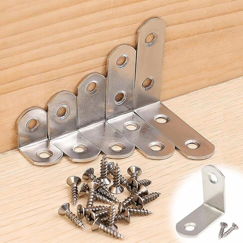 5Pcs Corner Braces Stainless Steel 90 Degree Joints Right Angle Bracket with Screws L Shaped Corner Brackets Fastener (16*40mm) in Saudi Arabia