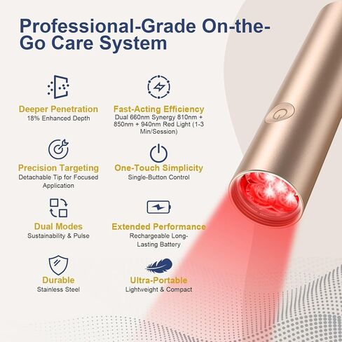 Red Light Therapy and Near Infrared Light Therapy Device, Portable Handheld LED Facial & Body Care Cold Sore Wand with 660nm 810nm 850nm 940nm Wavelengths, for Joints & Muscles Wellness Support in Saudi Arabia