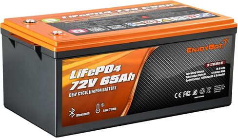 Enjoybot 72V 65Ah LiFePO4 Lithium Battery, 120A BMS Deep Cycle Battery with Bluetooth and Low-Temp Protection, 9216W Output Power, Peak Current 500A for 72V Golf Carts, LSVs, NEVs, Electric UTVs in Saudi Arabia
