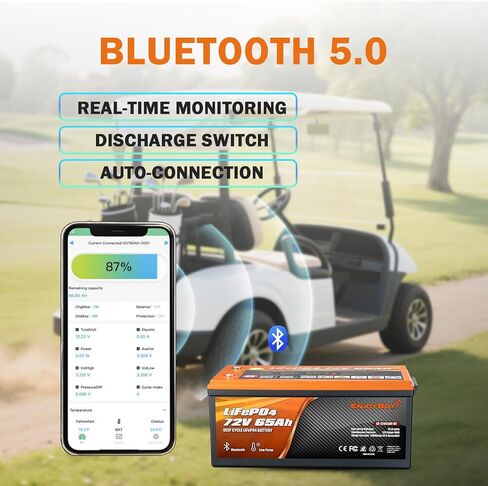Enjoybot 72V 65Ah LiFePO4 Lithium Battery, 120A BMS Deep Cycle Battery with Bluetooth and Low-Temp Protection, 9216W Output Power, Peak Current 500A for 72V Golf Carts, LSVs, NEVs, Electric UTVs in Saudi Arabia