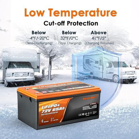 Enjoybot 72V 65Ah LiFePO4 Lithium Battery, 120A BMS Deep Cycle Battery with Bluetooth and Low-Temp Protection, 9216W Output Power, Peak Current 500A for 72V Golf Carts, LSVs, NEVs, Electric UTVs in Saudi Arabia