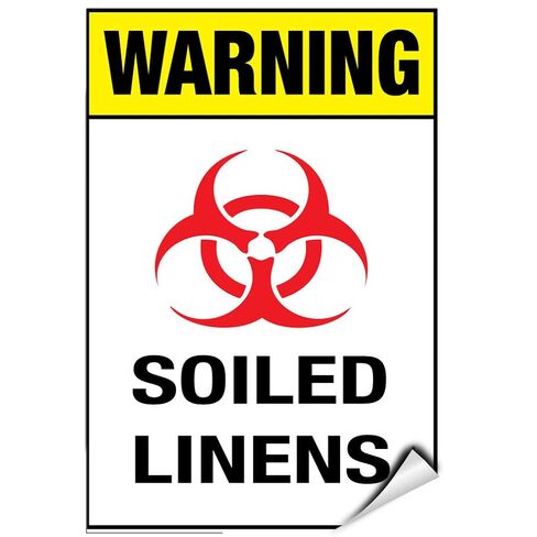 Warning Soiled Linens Hazard Sign Hazard Labels Label Decal Sticker 5 inches x 7 inches in Saudi Arabia