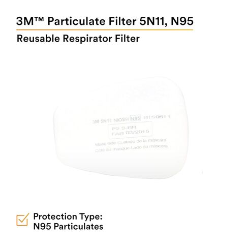 فلتر جهاز التنفس 3M N95، 5N11، للاستعمال مرة واحدة، يساعد على الحماية من الجزيئات غير الزيتية، يُستخدم مع أجهزة التنفس من سلسلة 3M 5000 أو خراطيش الغاز والبخار من سلسلة 6000، 10 عبوات in Saudi Arabia