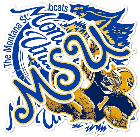 Desert Cactus Montana State University Sticker Bobcats MSU Vinyl Decals Laptop Water Bottle Car Type 2 (T2 Vintage 1) in Saudi Arabia
