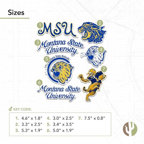 Desert Cactus Montana State University Sticker Bobcats MSU Vinyl Decals Laptop Water Bottle Car Type 2 (T2 Vintage 1) in Saudi Arabia