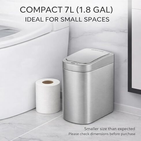 Ninestars Automatic Motion Sensor Bathroom Trash Can, 1.8 Gallon Smart Opening Garbage Bin for Bathroom, Bedroom, Kitchen, Office in Kuwait