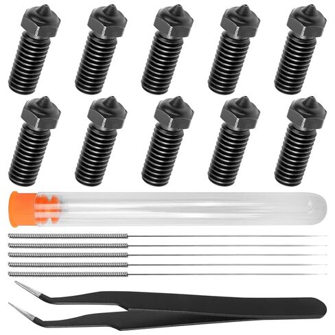 Hardened Steel Nozzle Set Fit for QIDI X-Max 3 Q1 Pro X-Plus 3 X-Smart 3 3D Printers, 10Pcs 0.4mm Black Nozzles with Nozzle Cleaning Kit in Saudi Arabia