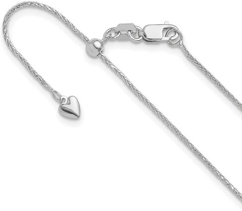 JewelryWeb 14k White Gold Lobster Claw Closure Adjustable 1mm Sparkle Cut Wheat Chain Necklace Chain-Necklace for Women and Men in Kuwait